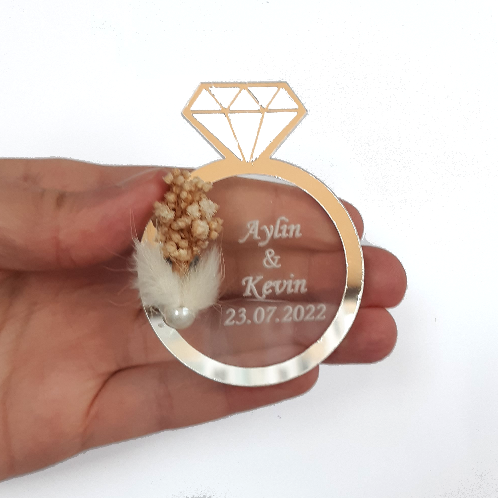 Bomboniere matrimonio ospite, oro argento acrilico Magnete da Frigorifero comunione cresima bomboniere battesimo,, compleanno