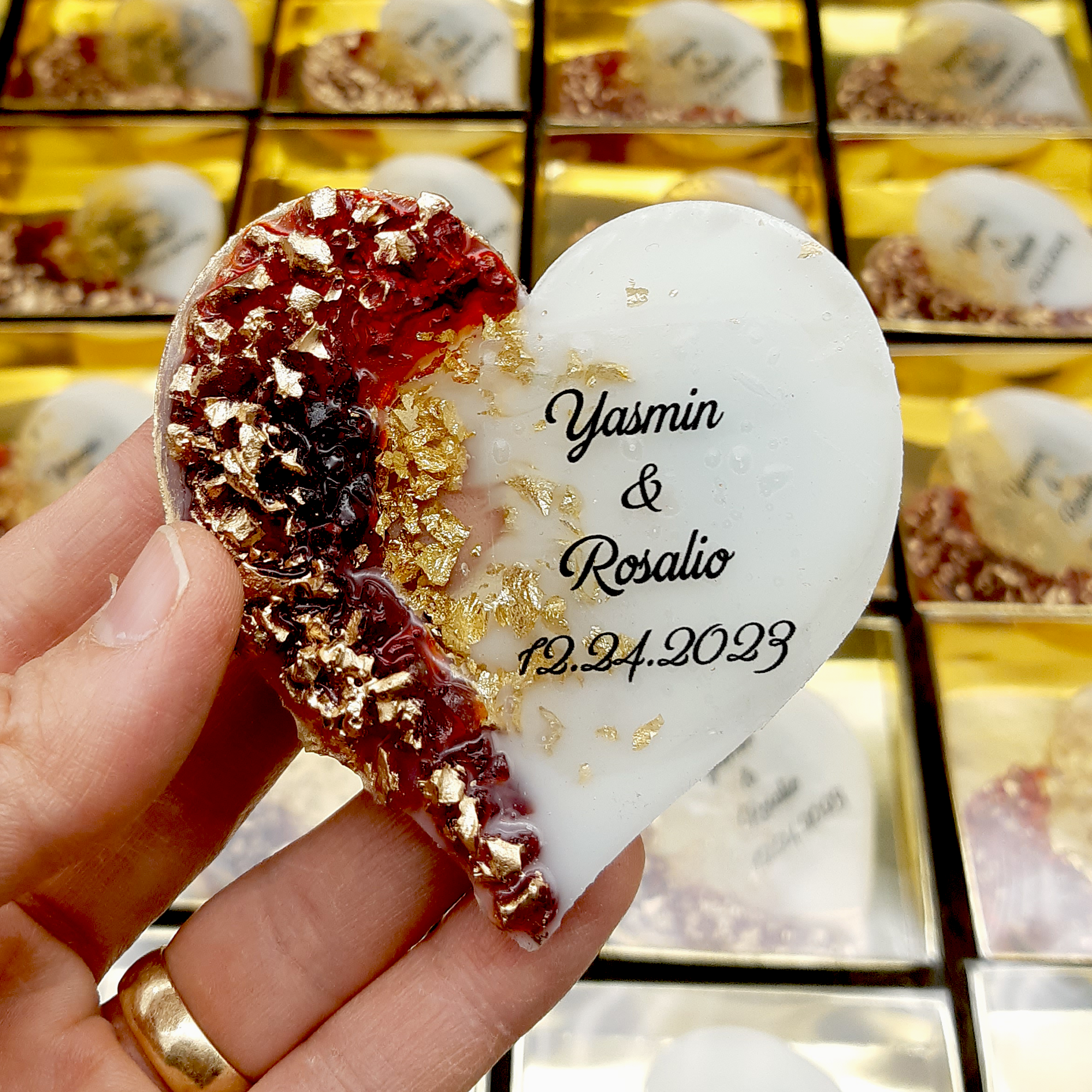 Bomboniere matrimonio ospite, bomboniere battesimo, a forma di cuore Magnete da Frigorifero comunione cresima, compleanno