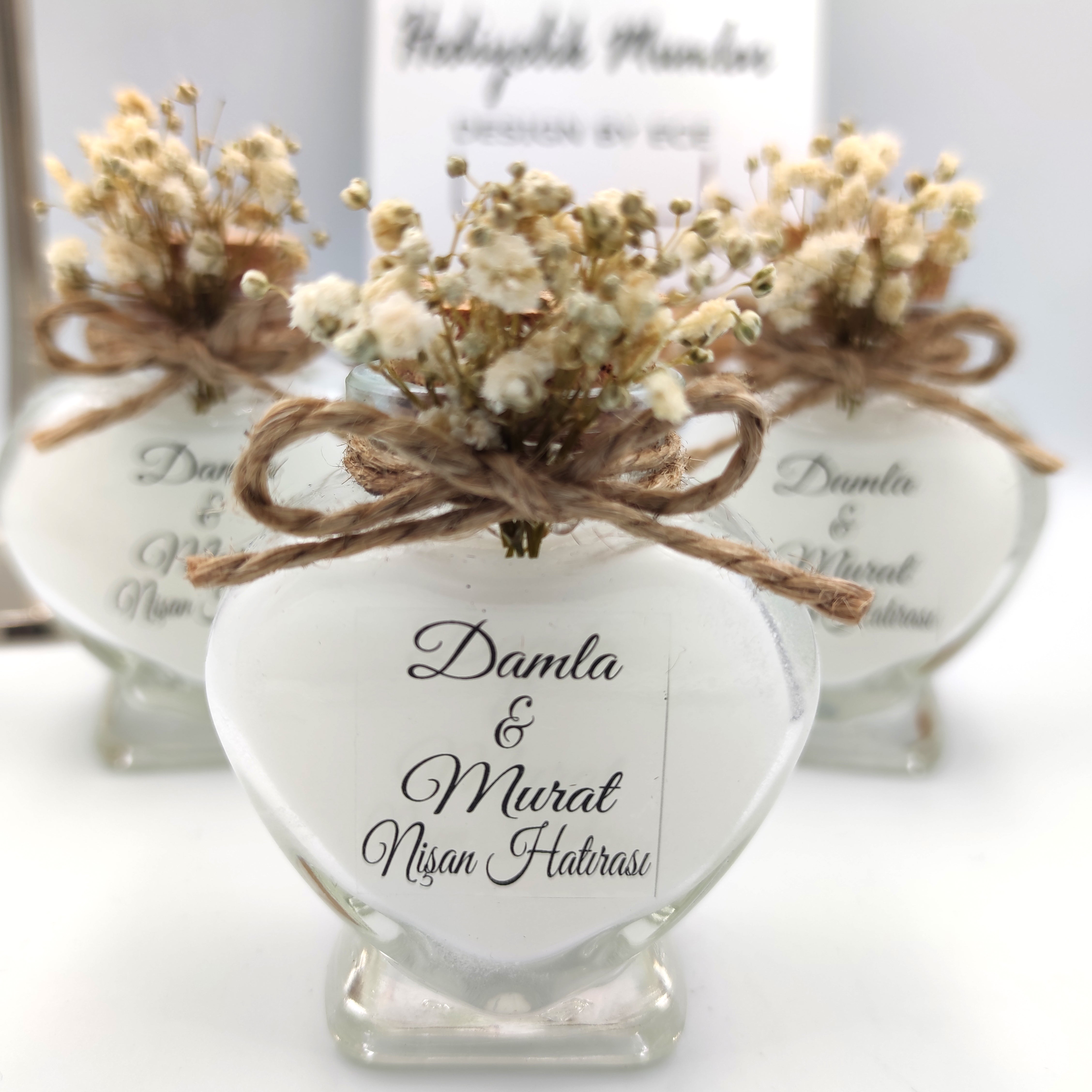 cadeau mariage invité bougie personnalisée, Bougie en verre en forme de coeur, bougie remerciement Idée petit cadeau pour merci baptêmes