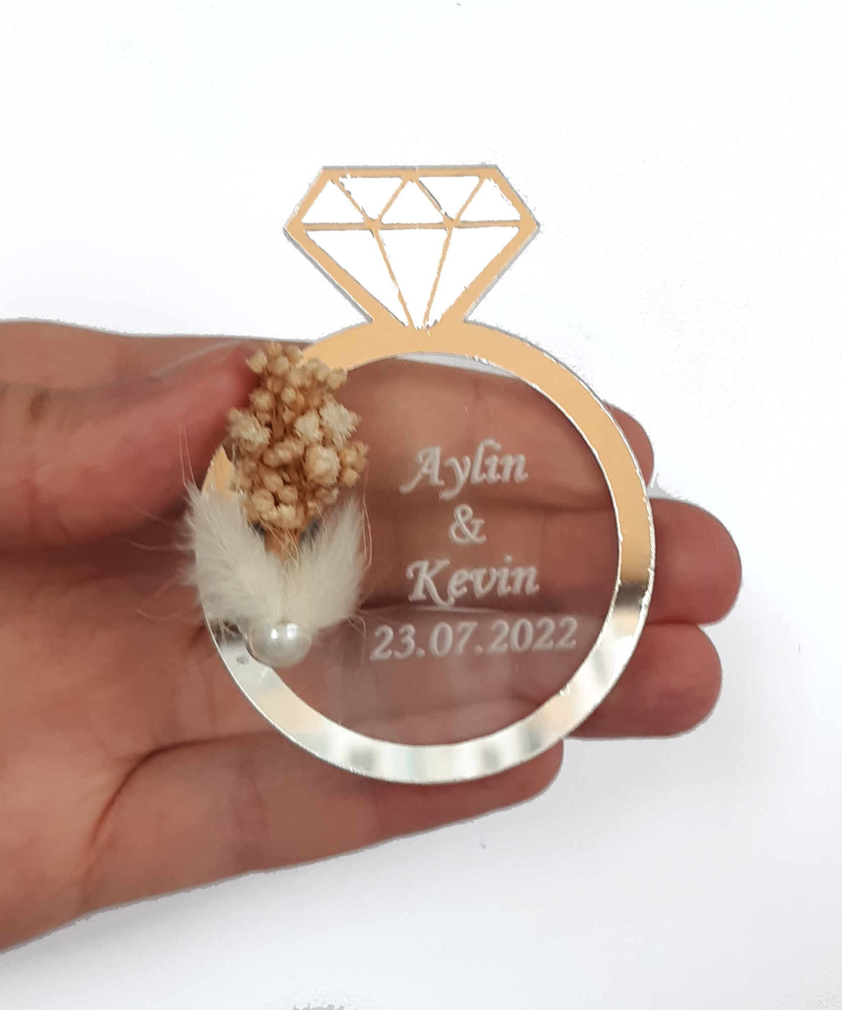 Bomboniere matrimonio ospite, oro argento acrilico Magnete da Frigorifero comunione cresima bomboniere battesimo,, compleanno