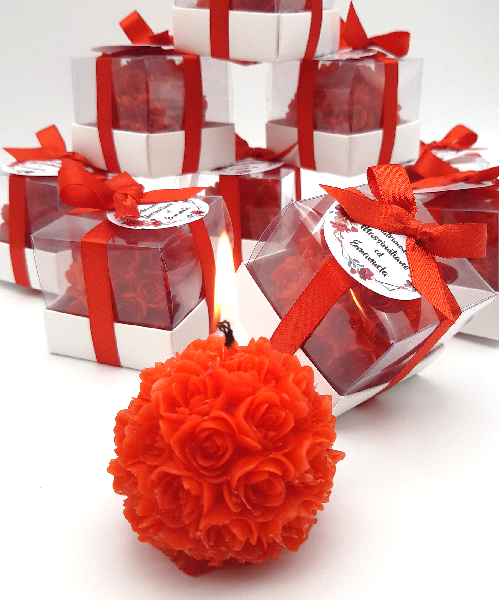 bomboniere matrimonio, candela a forma di rosa profumate bomboniere battesimo, anni ragazzo, comunione, cresima, anniversario di, compleanno bigliettini